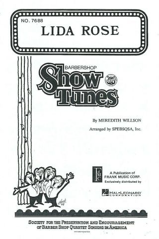 Lida Rose Sheet Music For Barbershop Quartet From The Score Of The Music Man