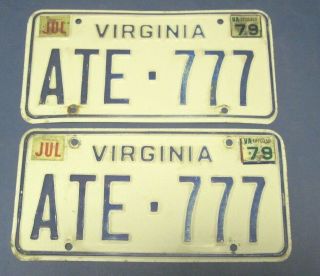Matched Pair 1979 Virginia License Plates
