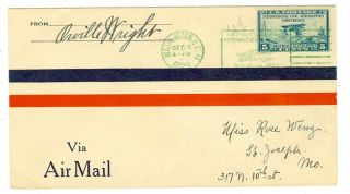 Orville Wright Signed 1928 Cover,  25th Anniverary Of 1st Flight,  Wright Brothers