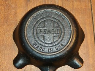 Vintage GRISWOLD QUALITY WARE Cast Iron Skillet Ashtray / Spoon Rest 3