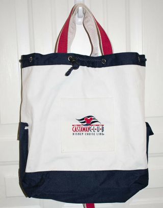 Disney Cruise Line Castaway Club Red White & Blue Canvas Tote/backpack Bag