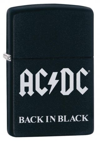Zippo Windproof Lighter With The Ac/dc Logo,  Back In Black,  49015,