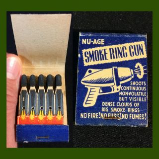 Rare Full Matchbook Feature " Smoke Ring Gun " Toy Advertising Matches