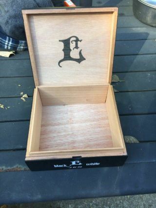 Leccia Tobacco Black White 5x52 Black Wood Cigar Box,  Empty Box