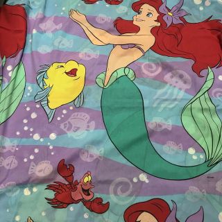 Vtg Disney The Little Mermaid Twin Flat Sheet