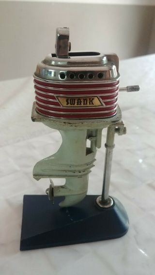 Vintage Swank Outboard Boat Motor Table Lighter With Stand Fishing Collectible