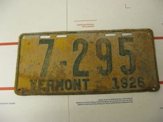 1926 26 Vermont Vt License Plate 7295