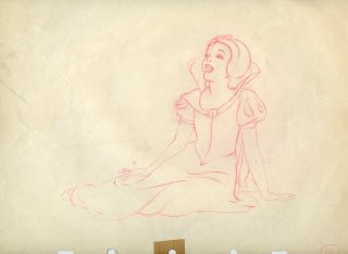 Snow White Walt Disney Feature Film Production Cel Drawing 1937