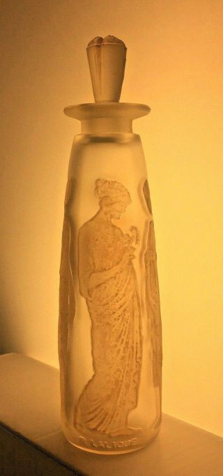 1912 R Lalique Ambre Antique Perfume For Coty Sepia Frosted Glass Bottle