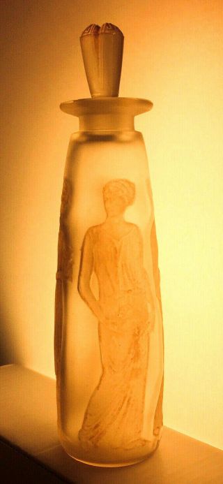 1912 R Lalique Ambre Antique Perfume for Coty Sepia Frosted Glass Bottle 3