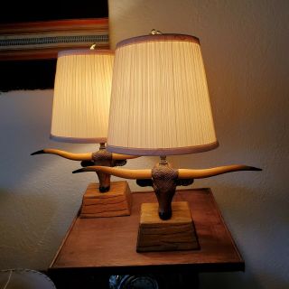 Brandt Ranch Oak Longhorn Lamps Exc Western Lamps