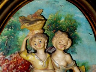 Vintage Empire Italy 3d Wall Hanging Plaque Boy Girl Couple Love Trees Flowers