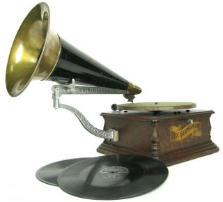 Scarce 1904 Front Mount Columbia Disc Graphophone Type Bh 78 Rpm Phonograph