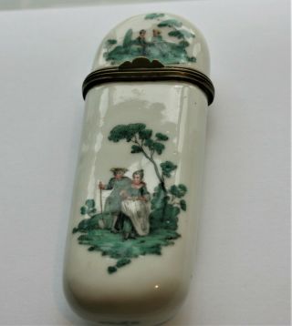 EARLY FRENCH PORCELAINE SPECTACLES CASE ETUI,  COND. ,  HALLMARKED 2