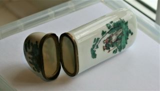 EARLY FRENCH PORCELAINE SPECTACLES CASE ETUI,  COND. ,  HALLMARKED 5