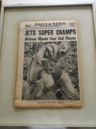 York Jets 1969 Bowl Baltimore Colts Ny Daily News 18 Point Underdog