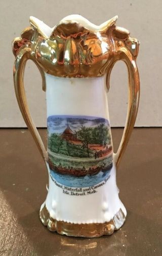 Antique Detroit Michigan Cedar Mount Waterfall Souvenir Vase Made In Germany