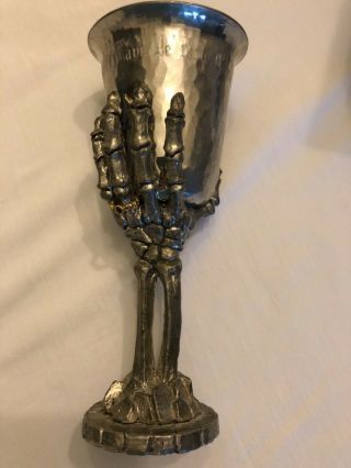 Fellowship Foundry Signed By Kevin O’hare Skeleton Hand Pewter Goblet/c4 - 33