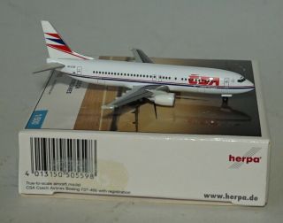 Herpa Wings 505598 Boeing 737 - 45s Csa Czech Airlines Ok - Egp In 1:500 Scale