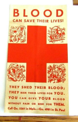 1943 Ww 2 Blood Drive Pamphlet Minneapolis/st Paul Very Rare Ww2 Artifact