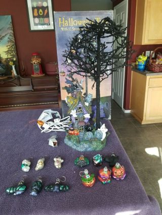 Halloween Tree With 12 Spooky Glass Ornaments Costco 451435
