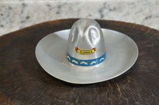 Vintage Florida Aluminum Ashtray Hat Souvenirs Travel