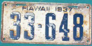 1937 Hawaii License Plate