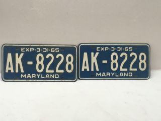 1965 Maryland License Plates