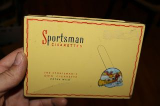 Vintage Sportsman Cigarettes Tobacco Tin Can Case Canada Canoe Fishing