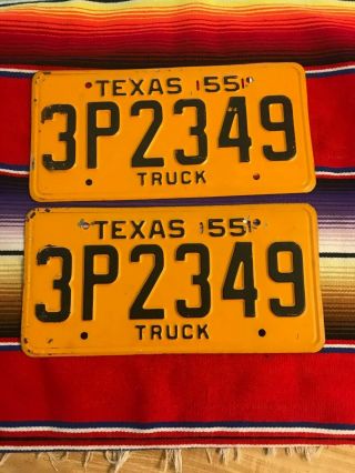 1955 Texas Truck License Plates 3p2349