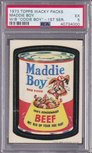 1973 Topps Wacky Packages Maddie Boy " Oddie Boy " Variation Psa 5 Series 1 Packs