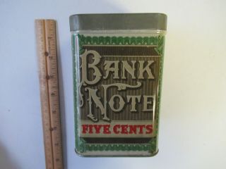 Vintage Tobacco Tin - - Bank Note 5 Cents - Cigars
