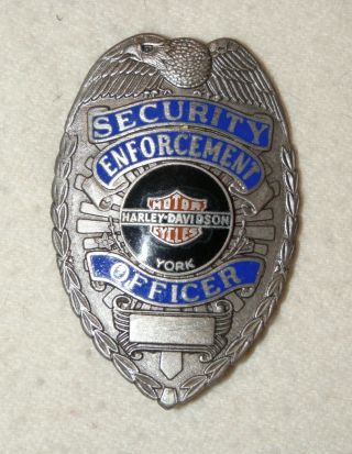 Vintage Official Harley Davidson Motor Cycles Security Enforcement Officer Badge