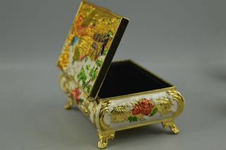 Collectible China Style Cloisonne Carve Village Scenery Rare Ring Jewel Box Gift 4