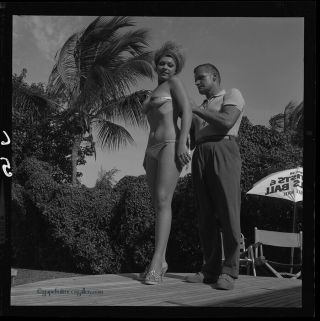 Orig.  Camera Negative Photograph Bunny Yeager 1962 Topless Miami Beauty Pageant 2