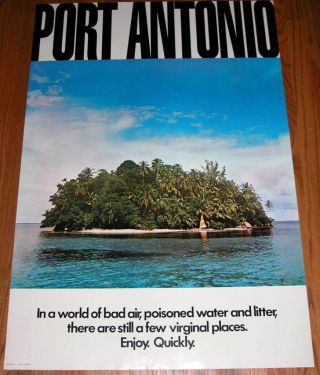 Vintage Port Antonio Jamaica Tourist Board Travel Poster Rare Out Of Print