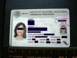 Id Card.  Instituto Nacional Electoral (ine).  Mexico.  Woman.
