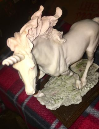 Alabaster Unicorn A.  Belcari Fantasy Myth Collectible Fine Art Sculpture Italy 3