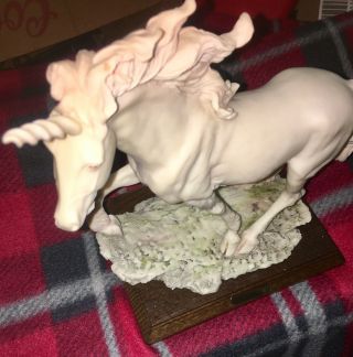 Alabaster Unicorn A.  Belcari Fantasy Myth Collectible Fine Art Sculpture Italy 5