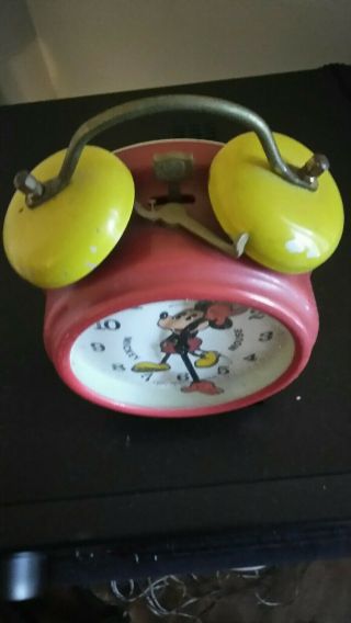 Vintage Walt Disney Bradley Mickey Mouse Pie Eyed Alarm Clock West Germany 2