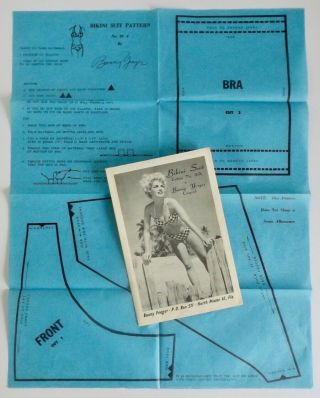 1955 Bunny Yeager Estate Design Bikini Pattern W/ Sexy Pin - Up Envelope