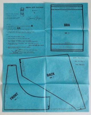 1955 Bunny Yeager Estate Design Bikini Pattern w/ Sexy Pin - Up Envelope 3