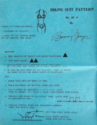 1955 Bunny Yeager Estate Design Bikini Pattern w/ Sexy Pin - Up Envelope 4