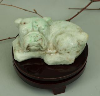 Cert ' d Untreated 2 Color Nature jadeite Jade Statue Sculpture dog 狗 z73825T 2