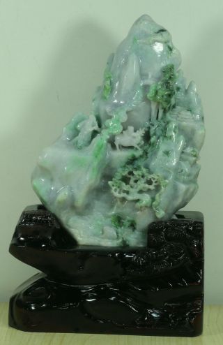 Cert ' d Untreated Green Nature jadeite Jade statue Sculpture landscape q75531Q5H 2
