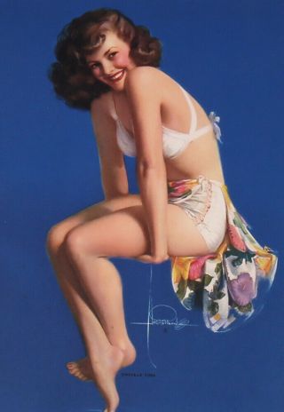 Vintage 1950 Rolf Armstrong Pin - Up Calendar Barefoot Bathing Beauty Twinkle Toes 2