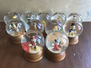 Disney Set Of 11 Ne The First Limited Edition Crystal Snow Globes Rare Vintage