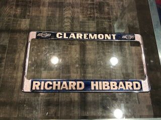 Rare Claremont California Richard Hibbard Chevrolet Vintage License Frame Plate