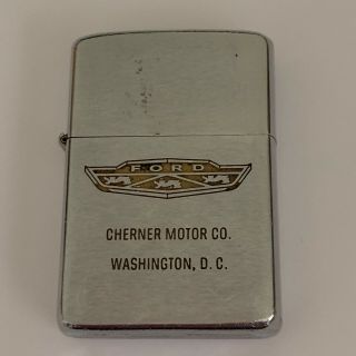 Zippo Lighter Brushed Chrome Flat Bottom 1962 Ford Dealership Cherner Motor