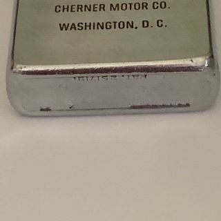 Zippo Lighter Brushed Chrome Flat Bottom 1962 Ford Dealership Cherner Motor 5
